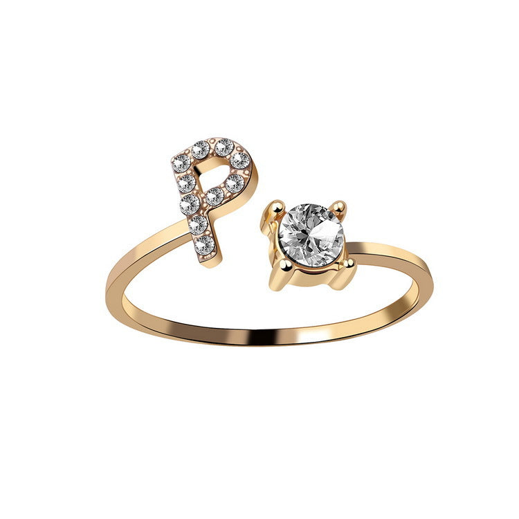 New Design Adjustable 26 Initial Letter Ring Fashion Jewelry For Women Simple Elegant Jewelry New Design Adjustable 26 Initial Letter Ring Fashion Jewelry For Women Simple Elegant Jewelry